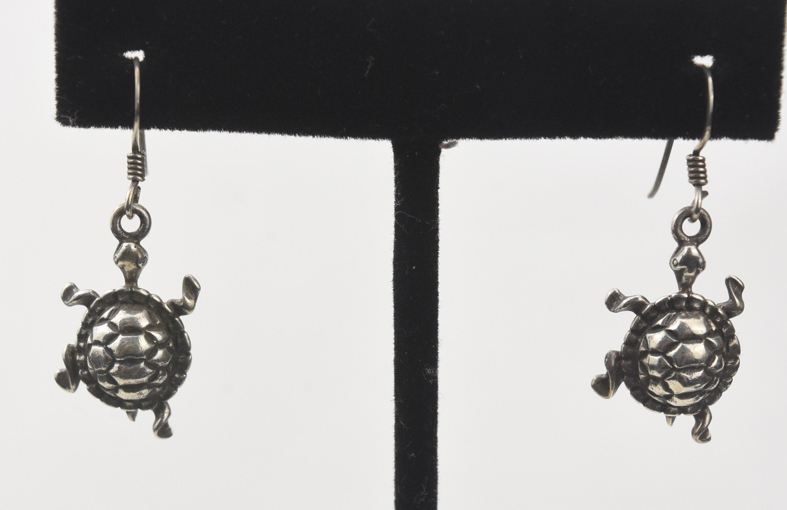 Silver Dangle Tortoise Earrings