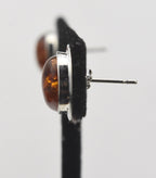 Baltic Amber and Silver Round Stud Earrings
