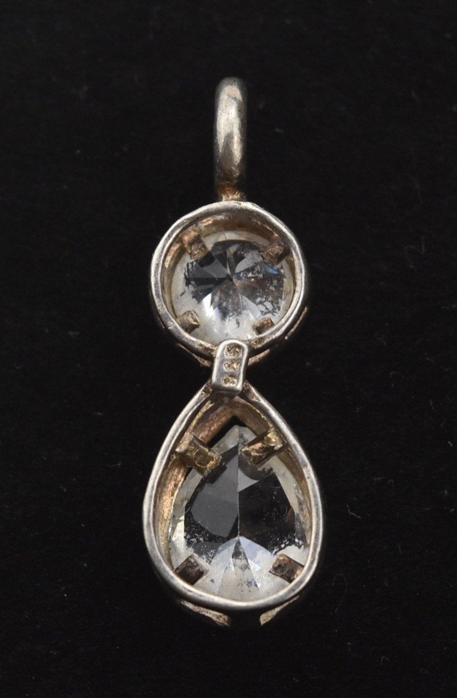 Sterling Silver Double Drop Crystal Pendant