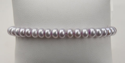 Pink Button Pearl Stretch Bracelet - 7.5"