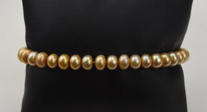Golden Button Pearl Stretch Bracelet