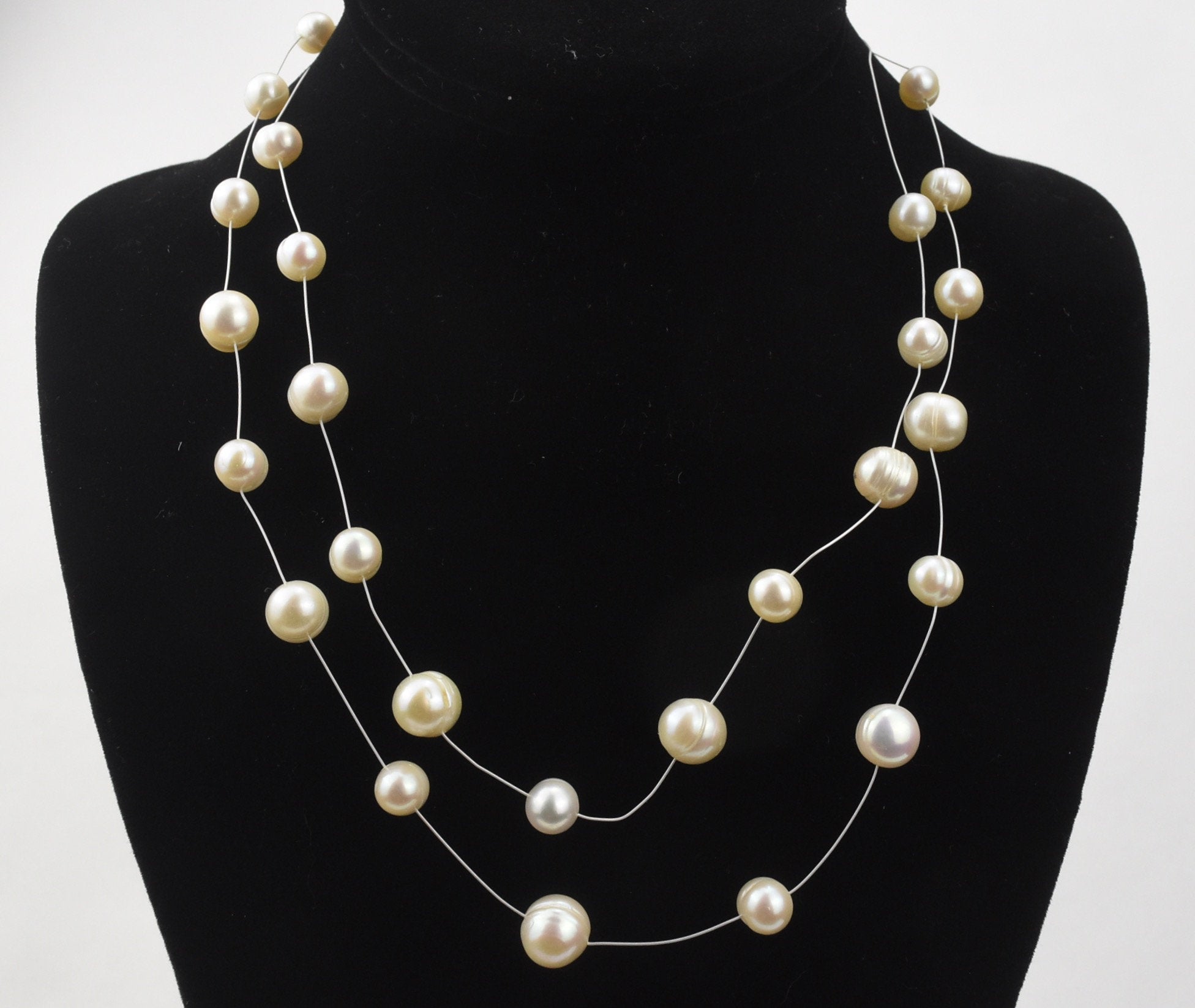 Double Strand Floating Pearl Necklace