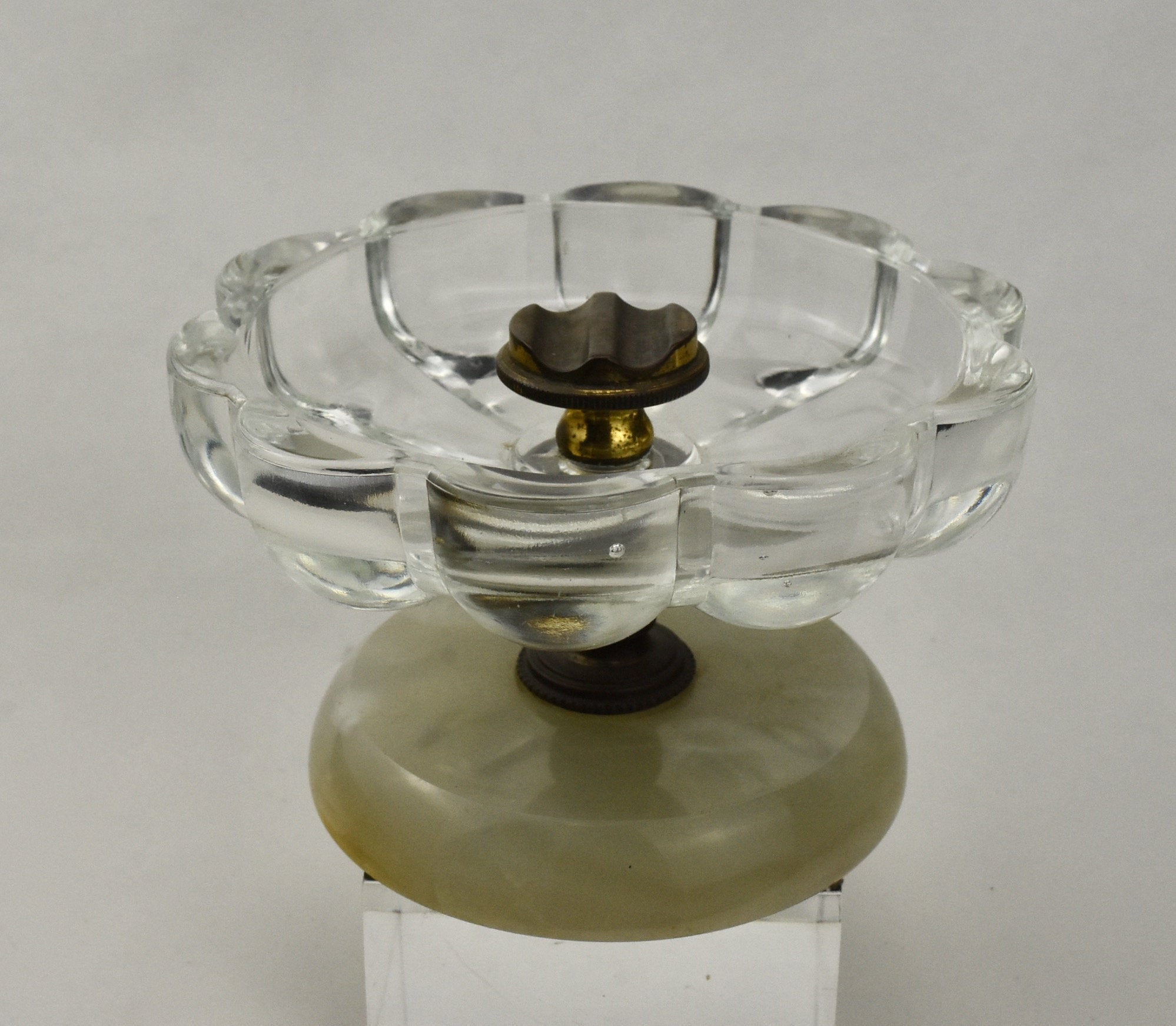 Vintage Brass, Glass and Agate Ashtray