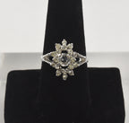 Art Deco Silver Tone and Rhinestones Ring - Size 8.25