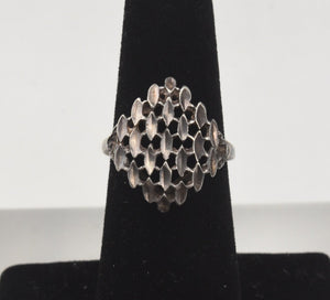 Brutalist Pierced Silver Ring - Size 6