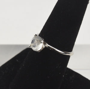 Silver Round Cut Clear Crystal Engagement Style Ring - Size 9