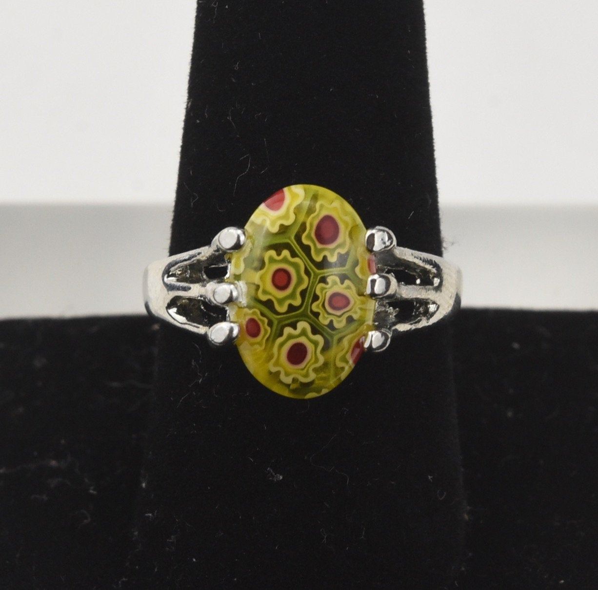 Yellow Glass Millefiori Ring
