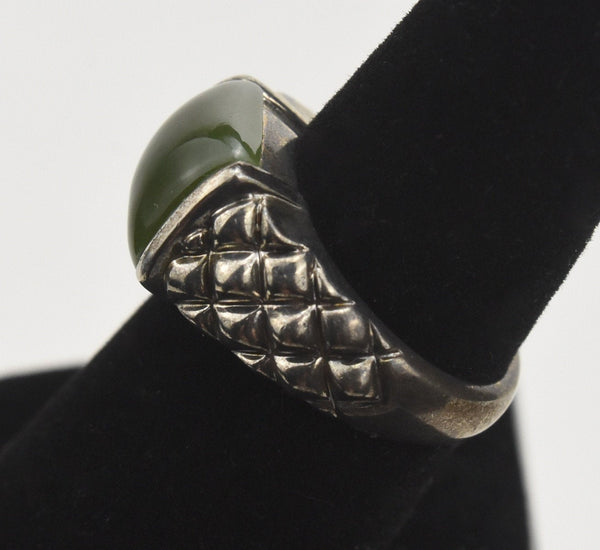 Jade Sterling Silver Ring - Size 7