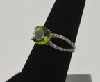 Sterling Silver Light Green Crystal Ring - Size 5