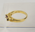 Gold Tone Sterling Silver Ring with Marquise Cut Red Stone - Size 5