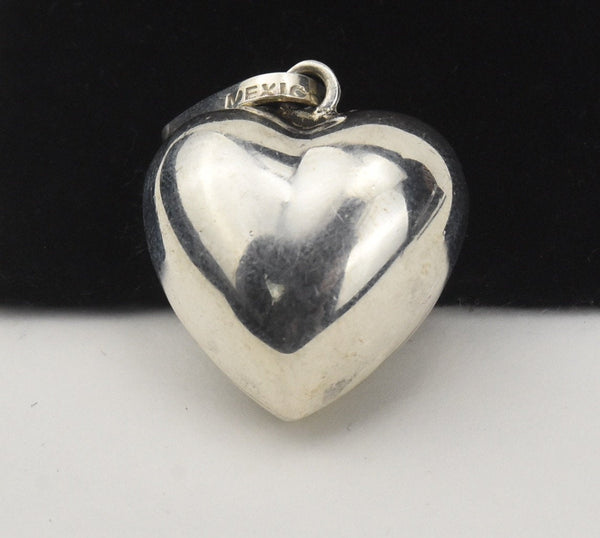 Sterling Silver Mexican Heart Bell Pendant