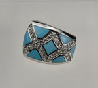 Sterling Silver Turquoise and Cubic Zirconia Hinged Pendant