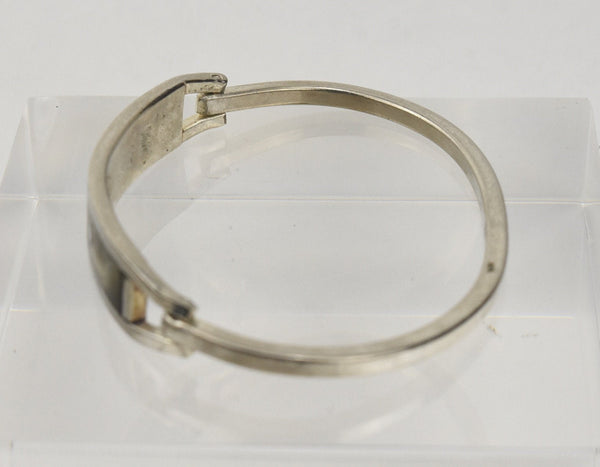 Sterling Silver Abalone Hinged Bangle Bracelet