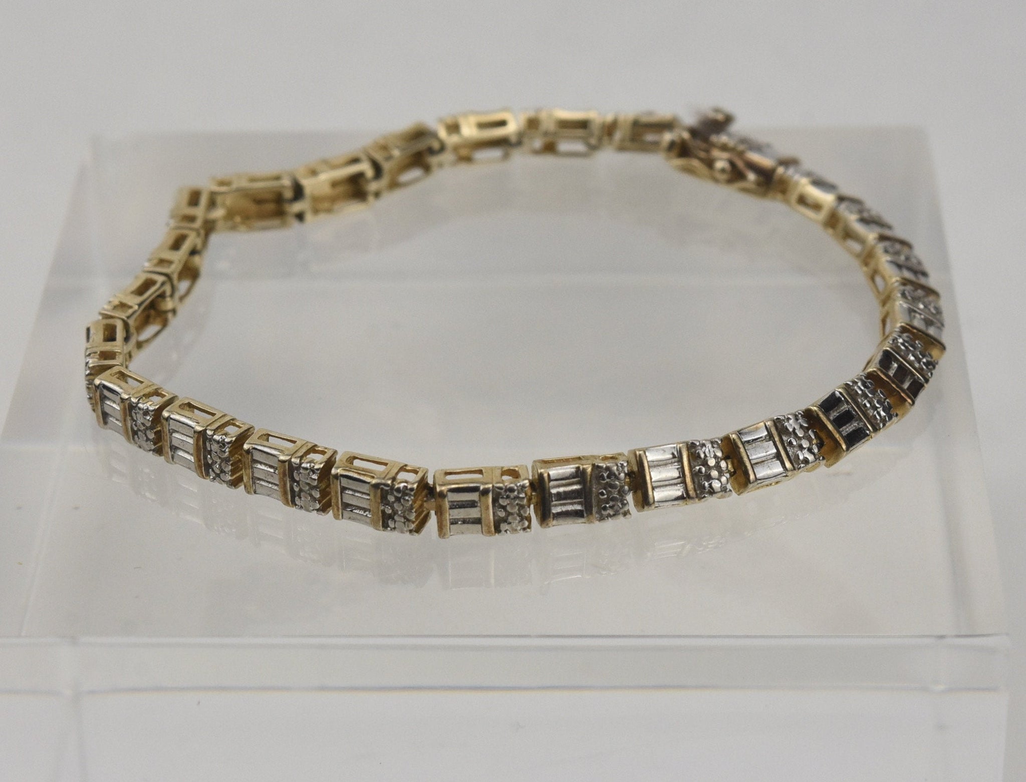 Unique Link Solid Sterling Silver Tennis Bracelet - 7.5"