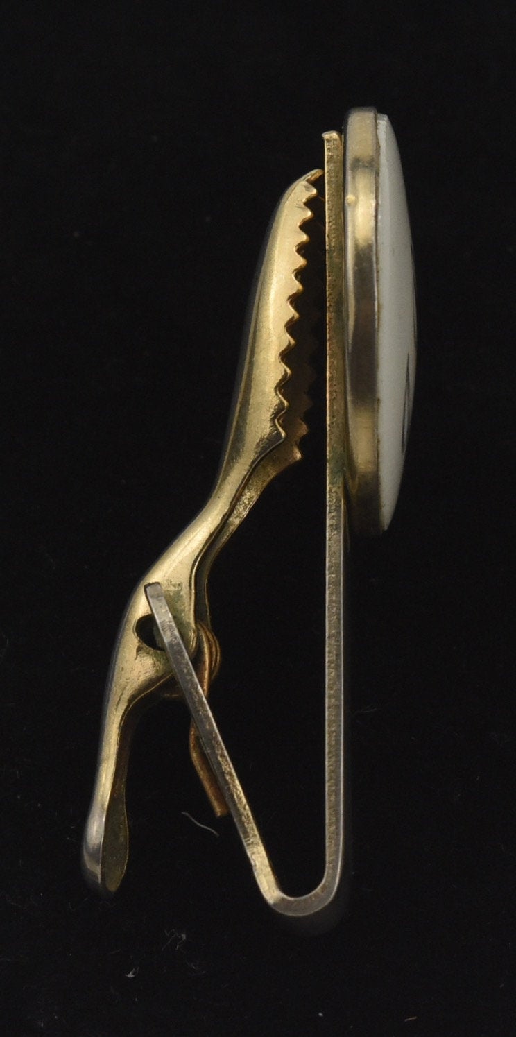 Vintage Tie Clip with Porcelain Monogram