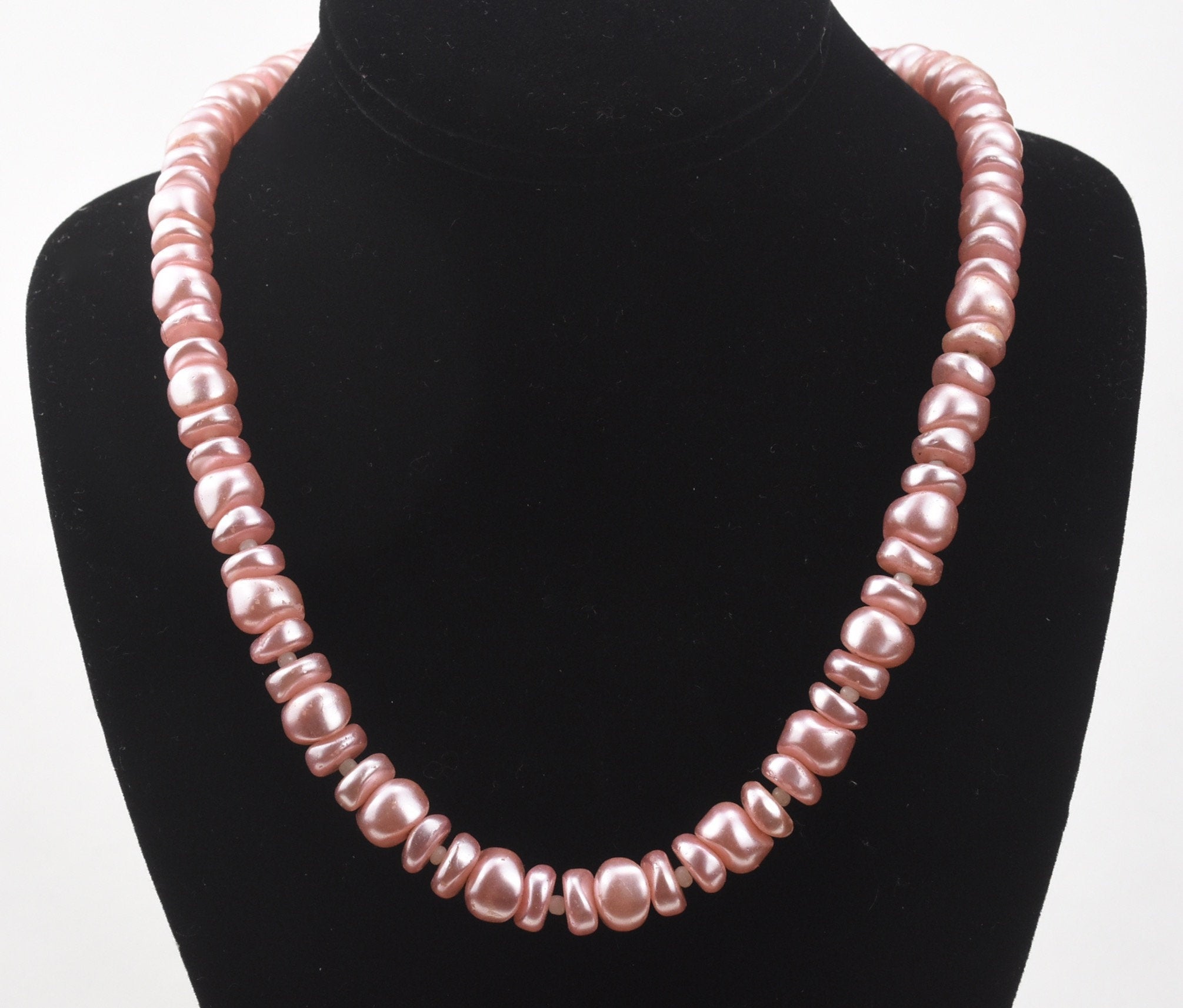 Large Pink Coin Pearl Single Strand Necklace - 27.5"