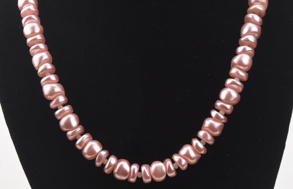 Large Pink Coin Pearl Single Strand Necklace - 27.5"