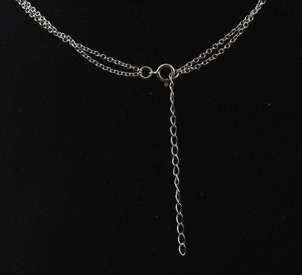 Sterling Silver Cubic Zirconia "B" Pendant on Double Strand Sterling Silver Chain Necklace - 20"