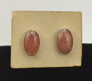 Rose Calcite Oval Sterling Silver Stud Earrings