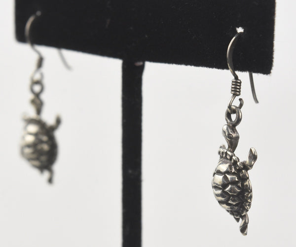 Silver Dangle Tortoise Earrings
