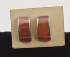 Orange Calcite Humpback Sterling Silver Stud Earrings