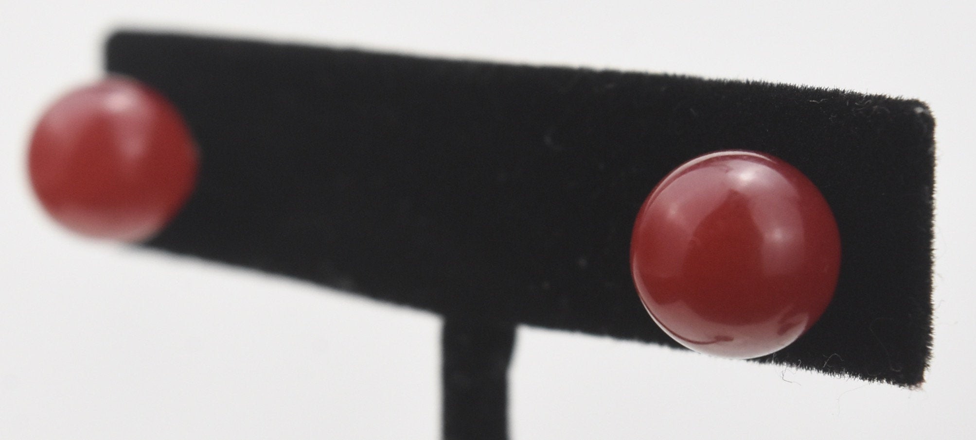 Sterling Silver Red Carnelian Sphere Stud Earrings