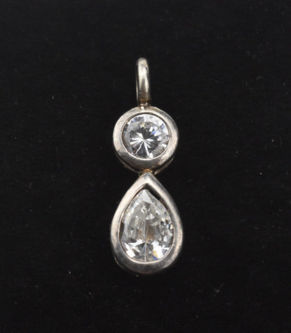 Sterling Silver Double Drop Crystal Pendant