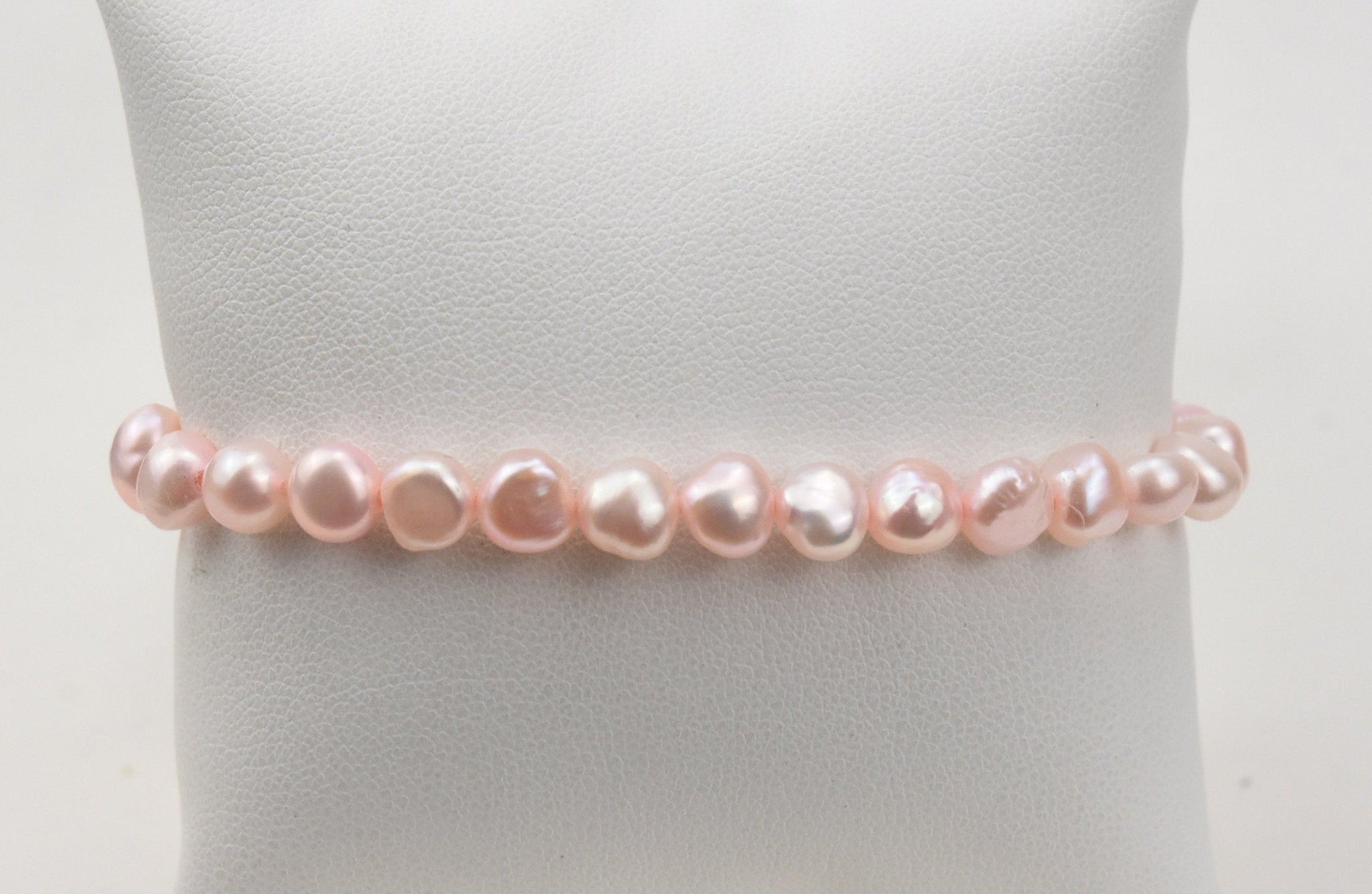 Pink Freshwater Pearl Elastic Bracelet - 7.5"
