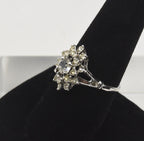 Art Deco Silver Tone and Rhinestones Ring - Size 8.25