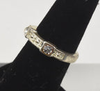 Silver Ring with Two Round Cut Rhinestones - Size 5.25