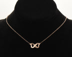 Vintage Copper Tone Sterling Silver Infinity Double Heart Pendant Necklace