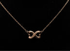 Vintage Copper Tone Sterling Silver Infinity Double Heart Pendant Necklace