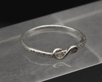 Vintage Sterling Silver Thin Rhinestone Knot Band - Size 10
