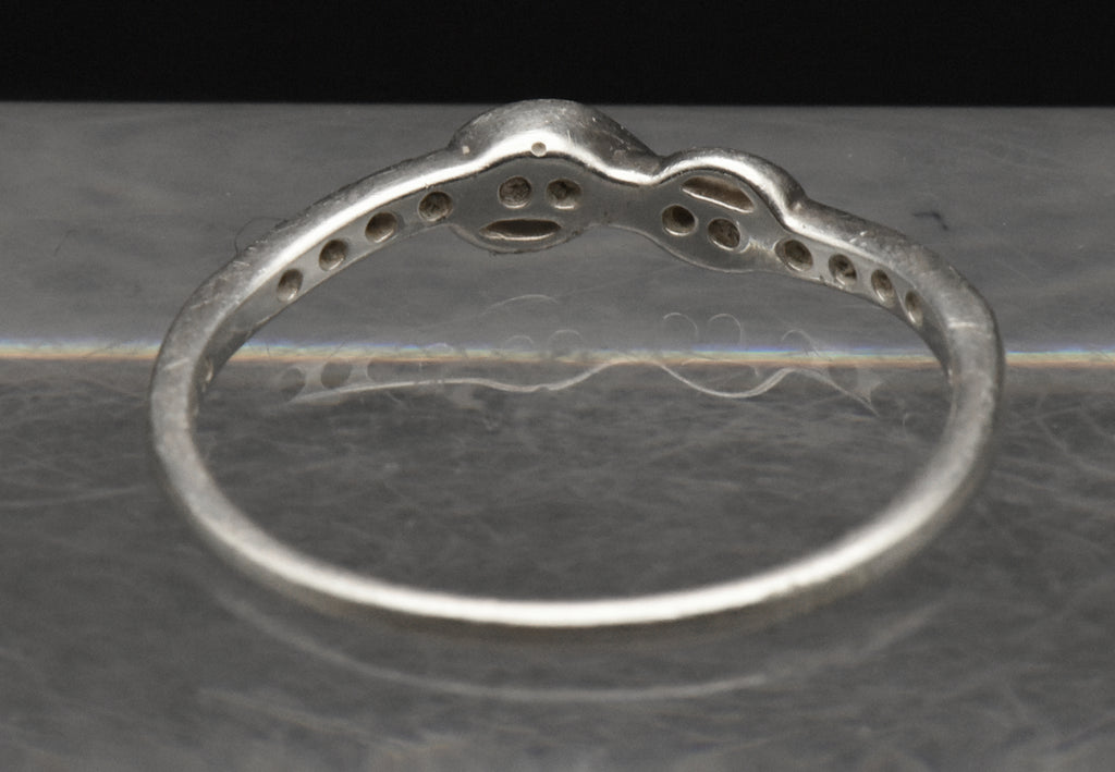 Vintage Sterling Silver Thin Rhinestone Knot Band - Size 10