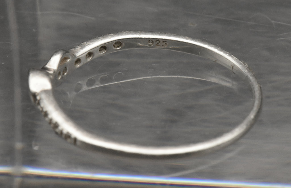 Vintage Sterling Silver Thin Rhinestone Knot Band - Size 10