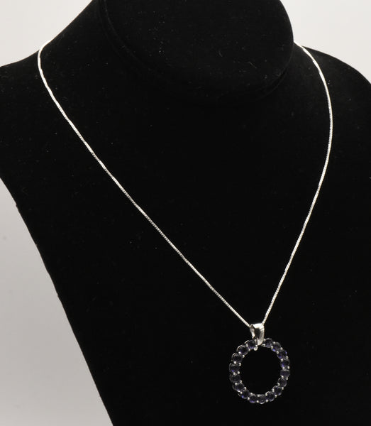 Sterling Silver Iolite Pendant on Italian Sterling Chain Necklace - 17.75"