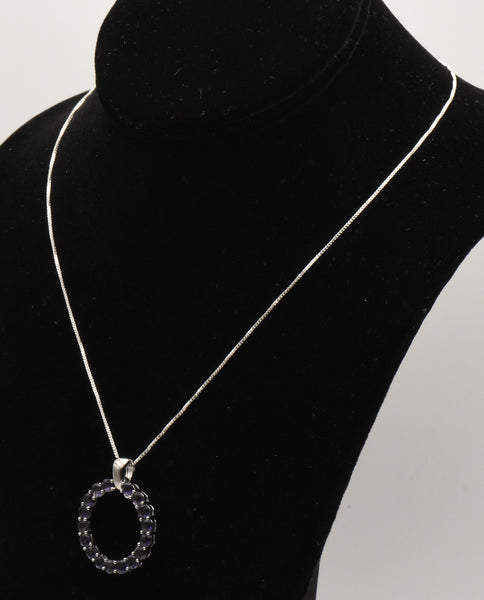 Sterling Silver Iolite Pendant on Italian Sterling Chain Necklace - 17.75"