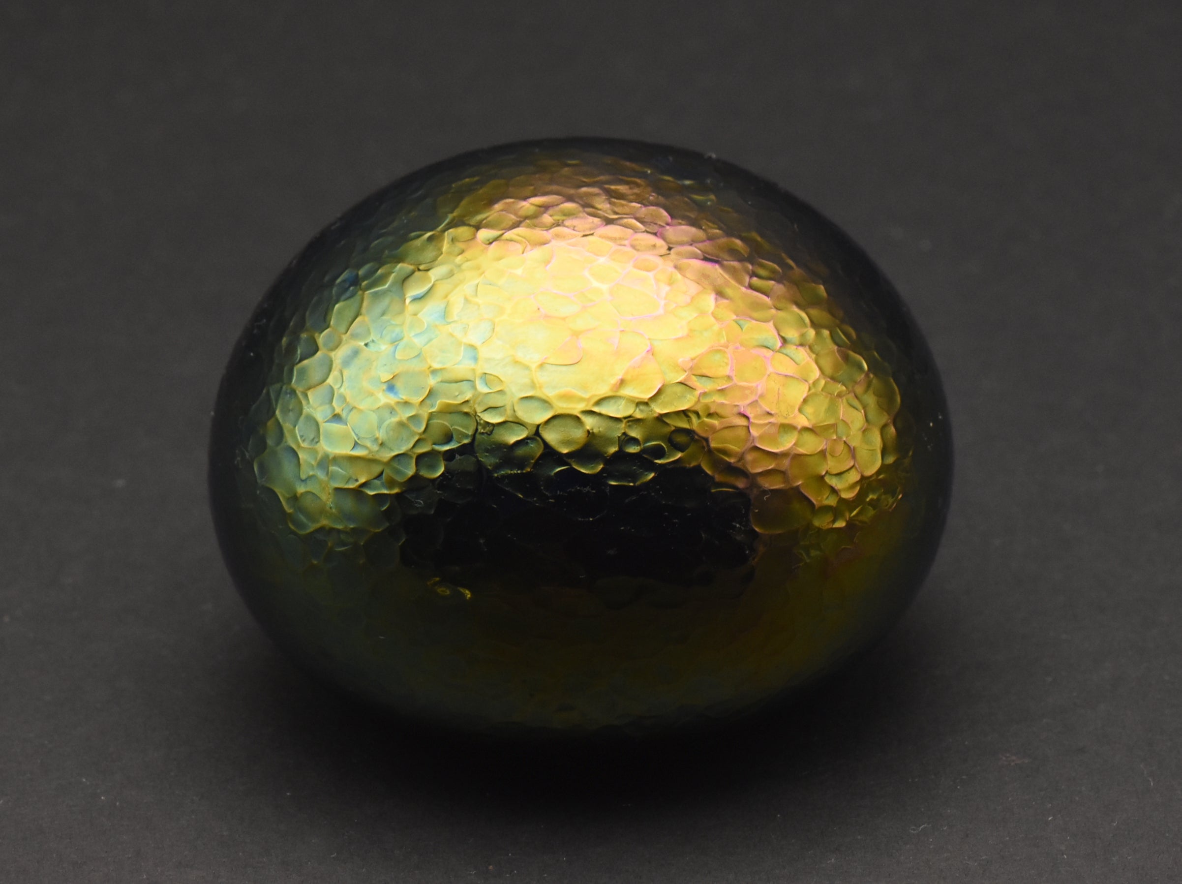 Vintage Green Iridescent Art Glass Paperweight