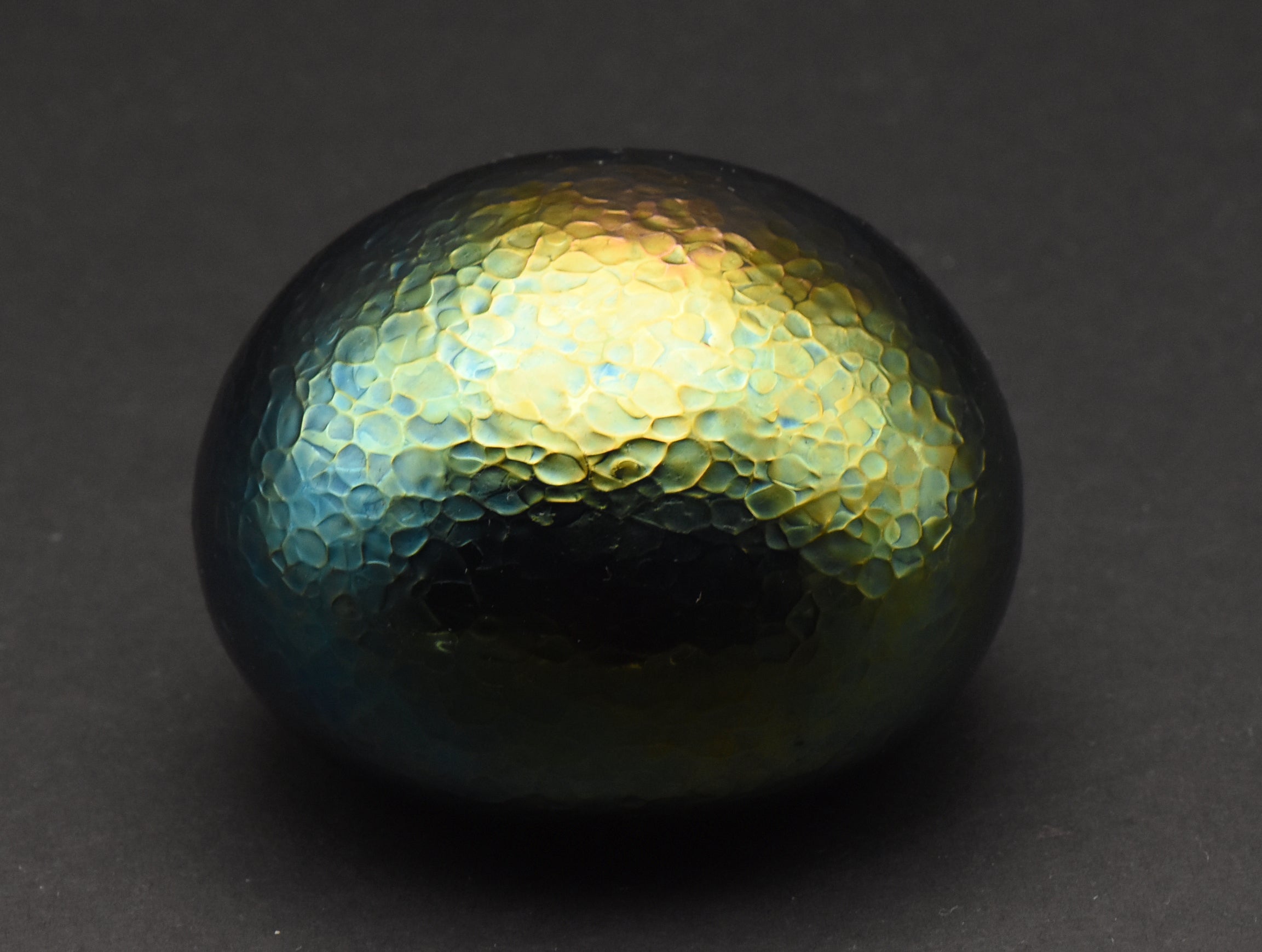 Vintage Green Iridescent Art Glass Paperweight