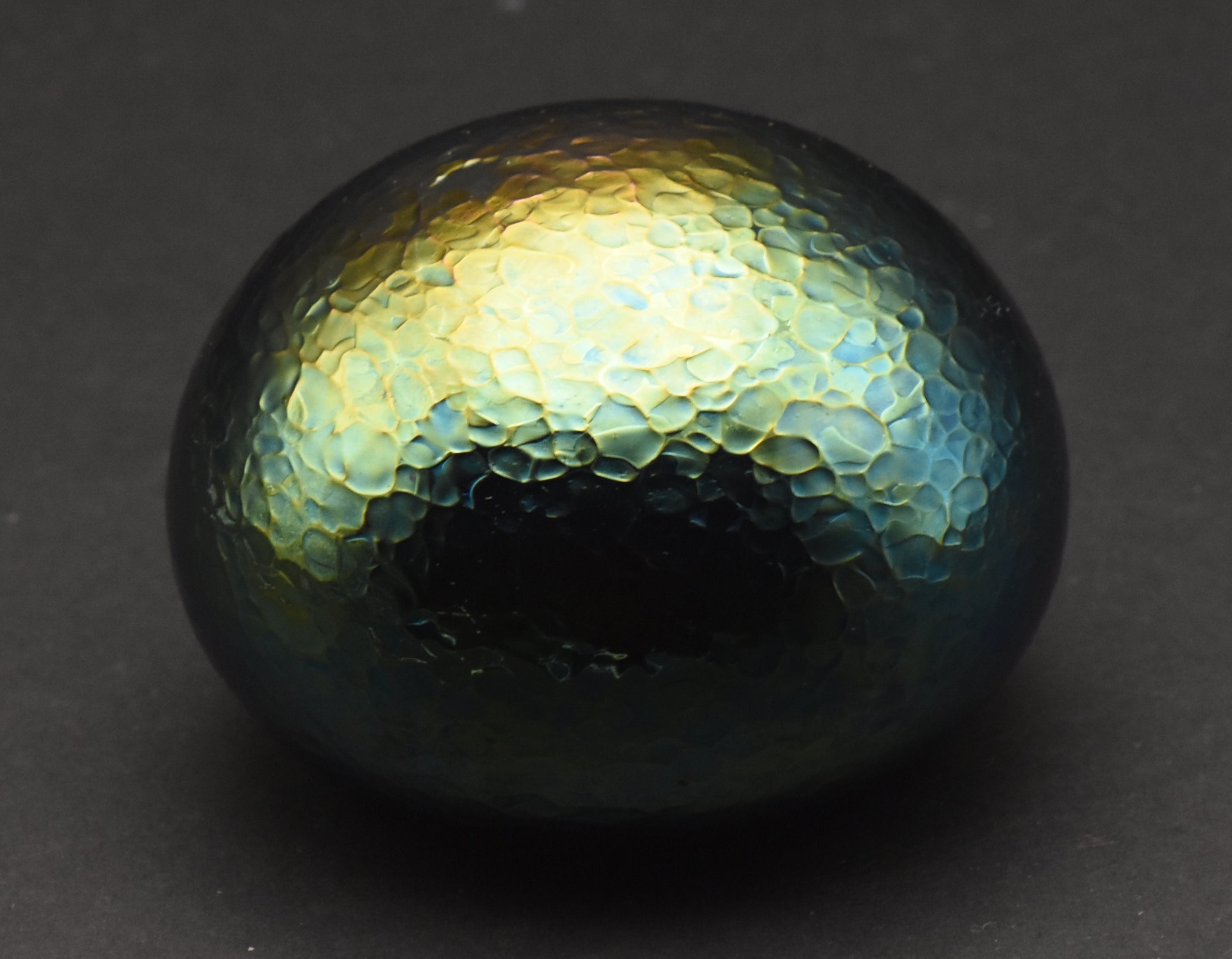 Vintage Green Iridescent Art Glass Paperweight