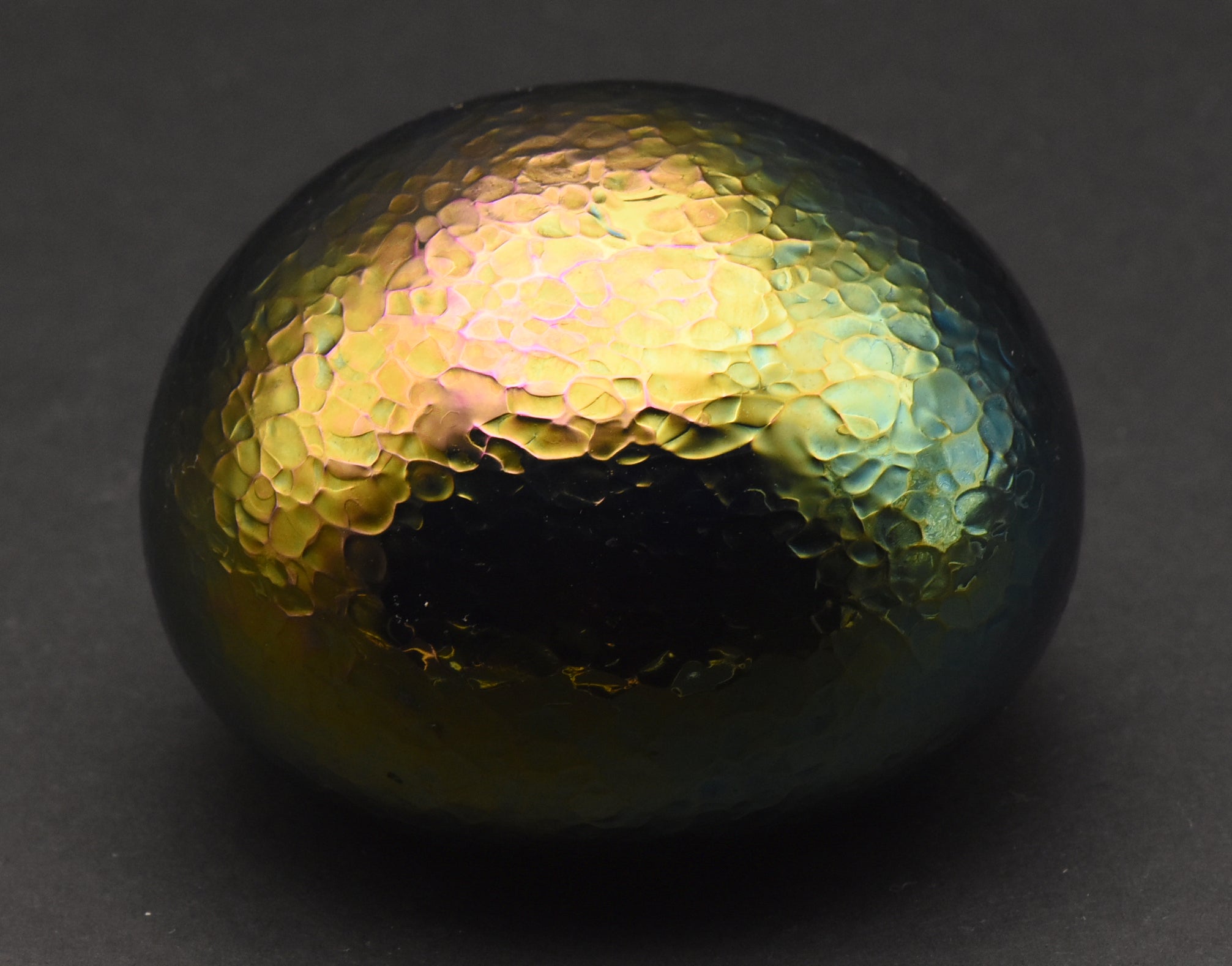 Vintage Green Iridescent Art Glass Paperweight