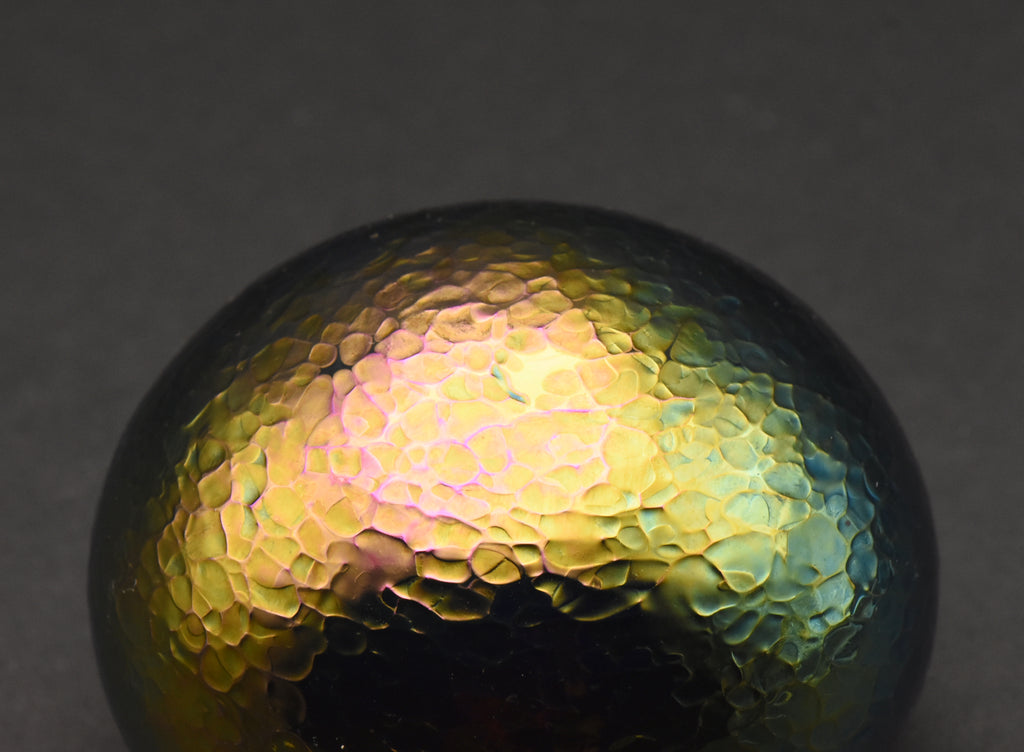 Vintage Green Iridescent Art Glass Paperweight