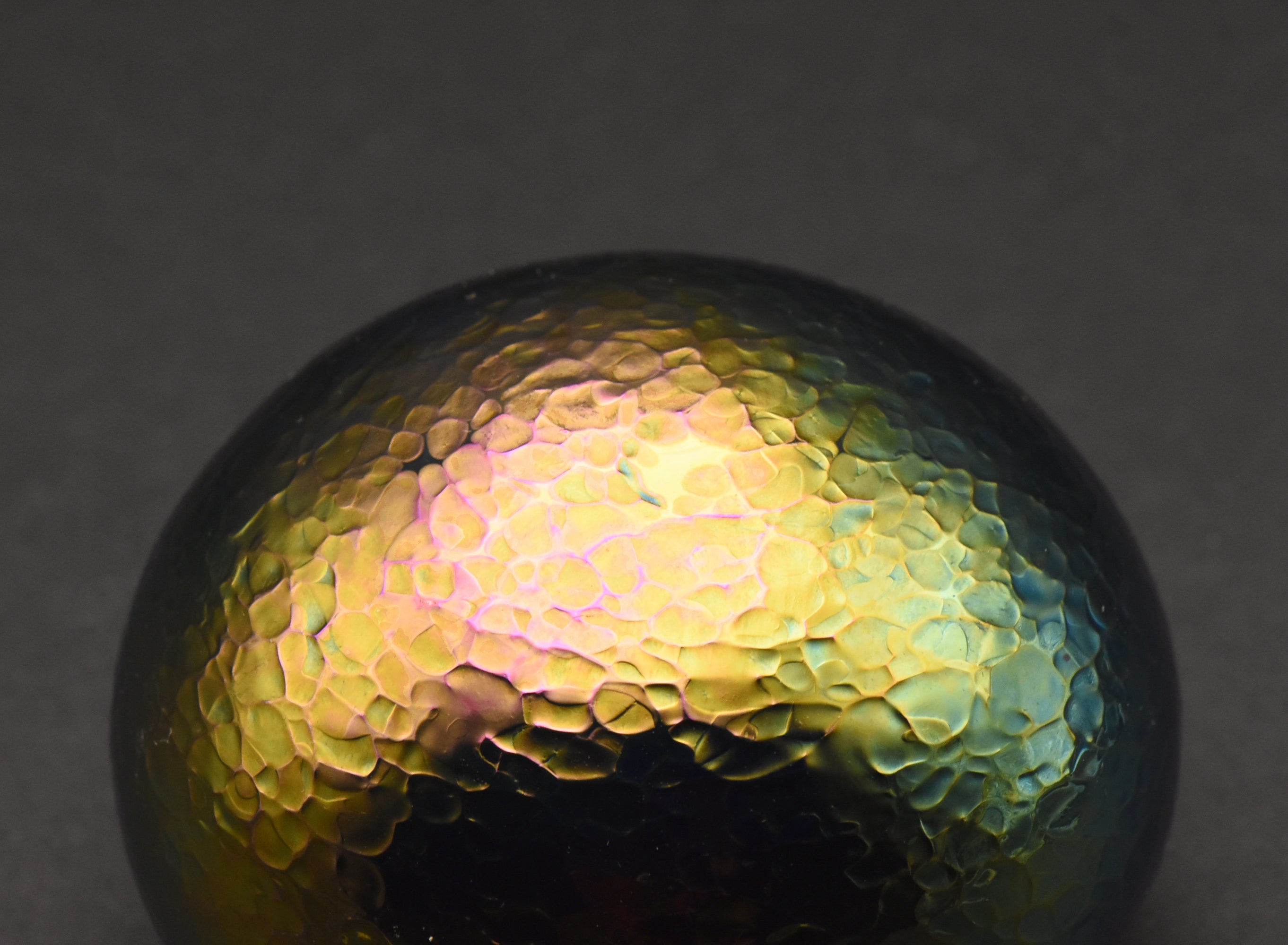 Vintage Green Iridescent Art Glass Paperweight
