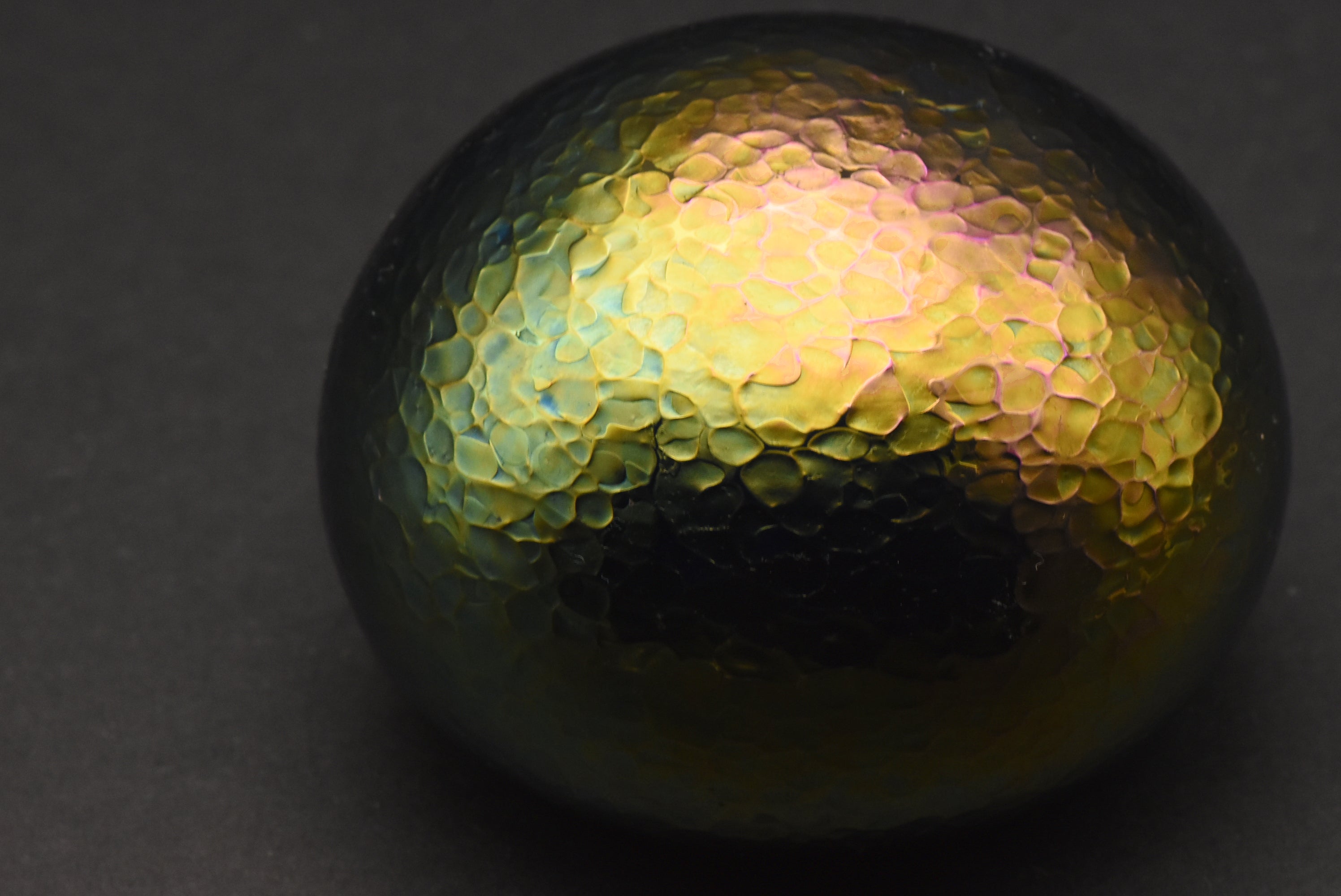 Vintage Green Iridescent Art Glass Paperweight