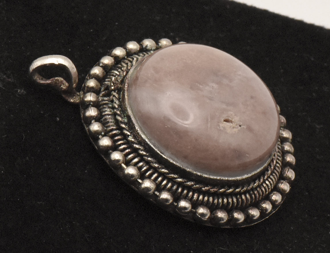 Vintage Carved Jasper Cabochon Pendant