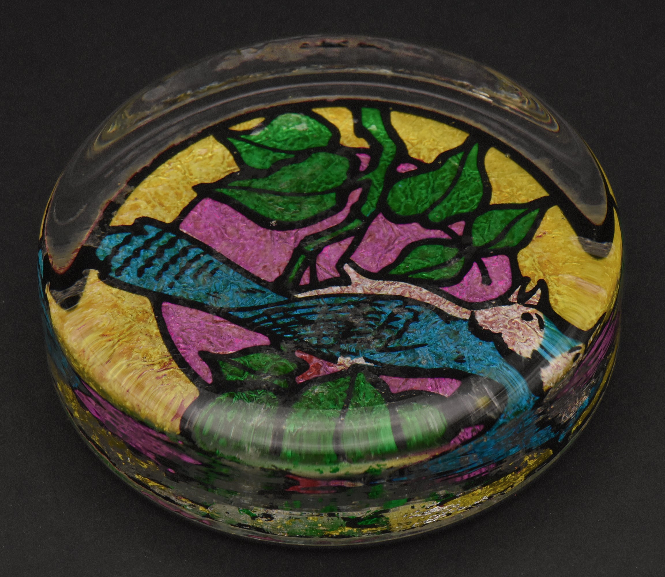 Vintage Blue Jay Stained Glass Style Paperweight
