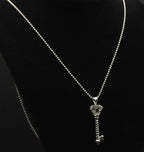 Vintage Sterling Silver and Topaz Key Pendant on Sterling Silver Chain Necklace - 30"