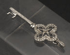 Sterling Silver and Diamonds Filigree Key Pendant