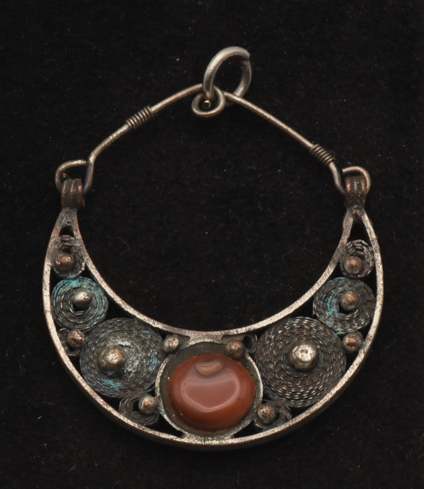 Vintage Handmade Filigree Carnelian Pendant