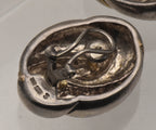 Vintage Sterling Silver and 14K Gold Knot Omega Back Earrings - READ DESCRIPTION